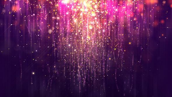 Purple Gold Glossy Rain Background with Glitter Particles alt