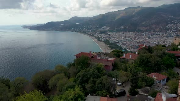 Alanya Castle Alanya Kalesi Aerial View of Mountain and City Turkey