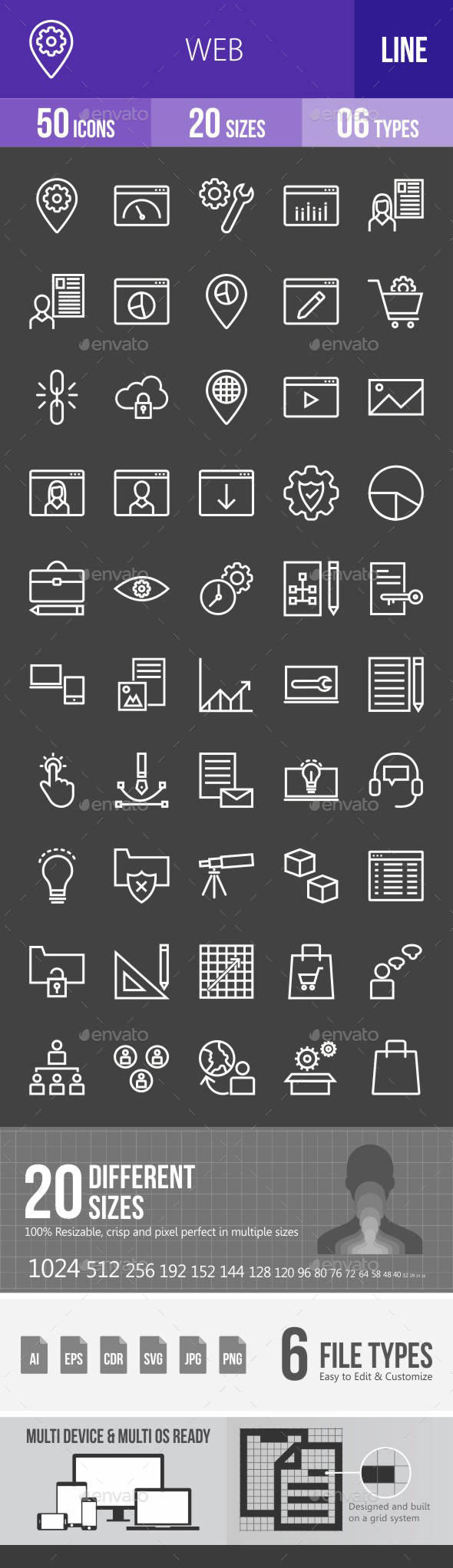 Web Line Inverted Icons