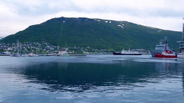 View of a Marina in Tromso, North Norway