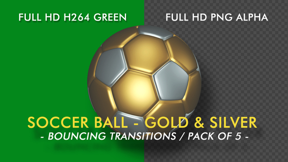 Soccer Ball - Gold and Silver - Bouncing Transition - Pack of 5 alt