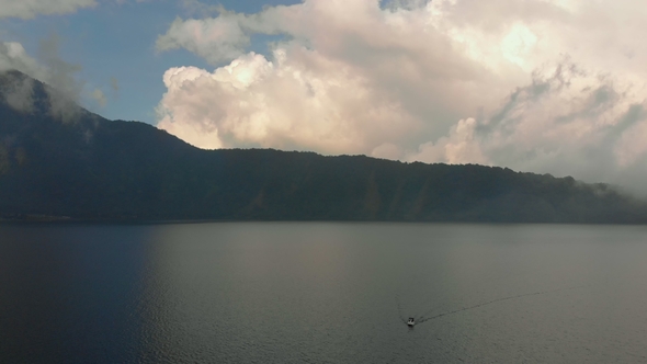 Aerial View of a Bratan Lake at the Bali Island, Indonasia