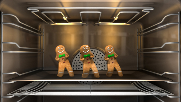 Christmas Gingerbread Men Dancers In The Oven alt