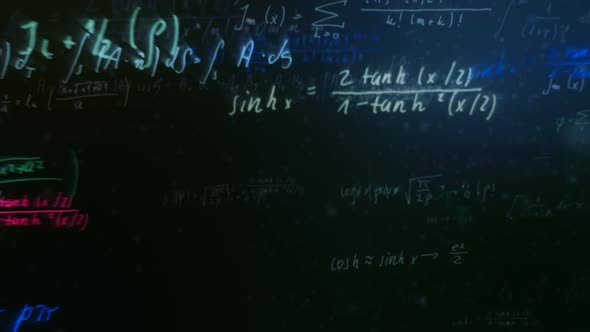 Presentation of the mathematical formulas with symbols, numbers, and letters.