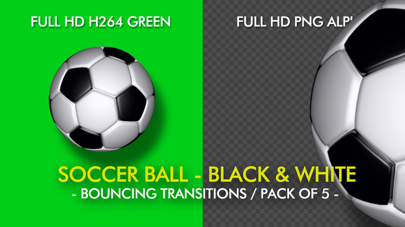 Soccer Ball - White and Black - Bouncing Transition - Pack of 5 alt