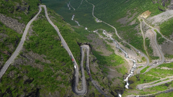 Troll's Path Trollstigen or Trollstigveien Winding Mountain Road.