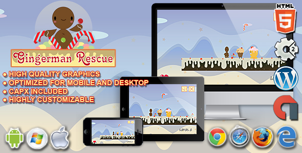 Gingerman Rescue - gra platformowa HTML5 Construct 2