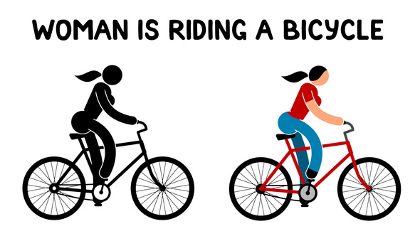 Pictogram Woman Is Riding A Bicycle alt