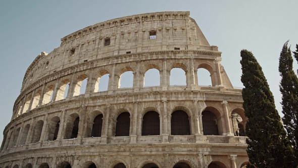 ROME - FEB 20: Famous Tourist Attraction Colosseum in Summer, February 20, 2018