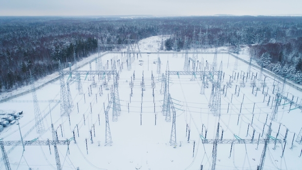 Snowed Territory of High Voltage Electricity Station