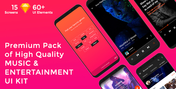 Musica - Music , Video & Entertainment UI KIT for Sketch