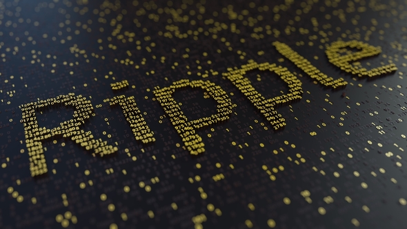 Ripple Word Made of Moving Golden Numbers alt