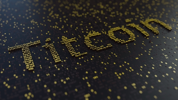 Titcoin Word Made of Moving Golden Numbers alt