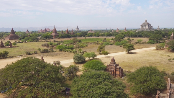 Panorama with Temples in Bagan Myanmar (Burma)