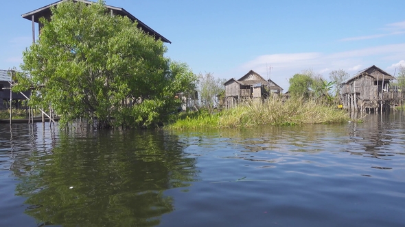 Stilted Houses in Village on Famous Inle Lake