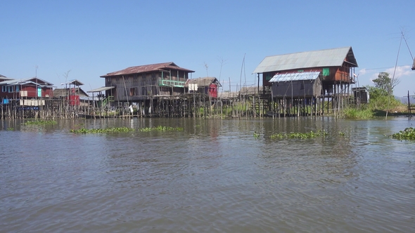 Stilted Houses in Village on Famous Inle Lake