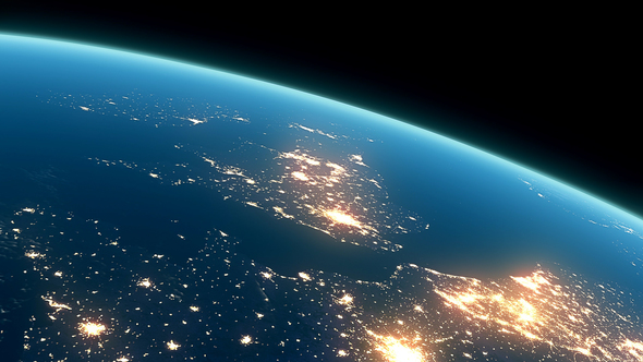 4K Earth Night Close Up High Detail Northeast Europe and UK alt