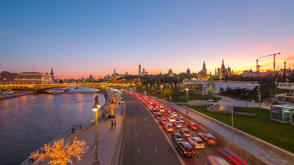 Imelapse View of Moscow Landmark