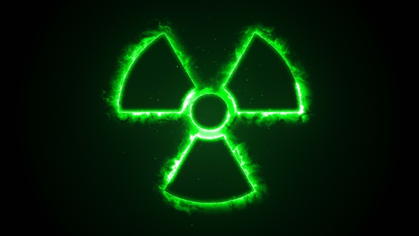 Green Fire or Flow Energy From Nuclear and Biohazard Symbols.