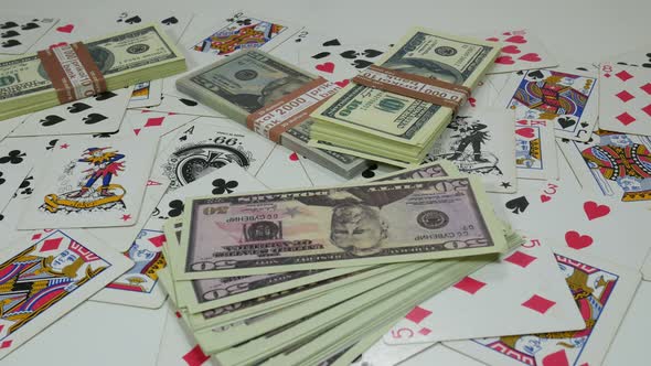 Playing Poker Cards And Dollars