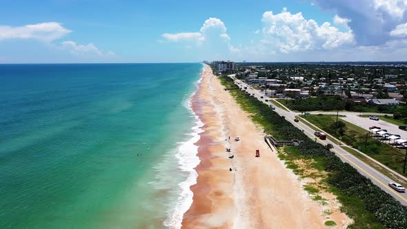 Ormond Beach, Florida - Waves lap the shoreline of the beach along Route A1A.