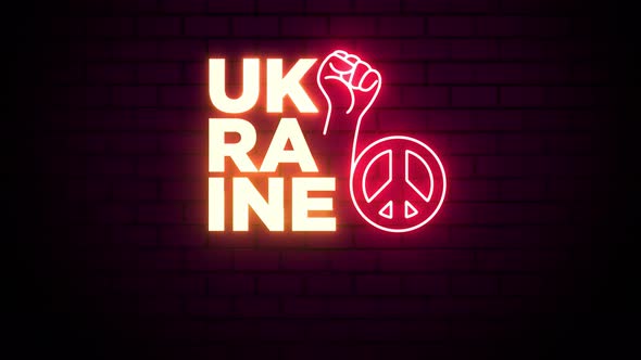 Support Ukraine Stop War Neon Sign on Brick Wall