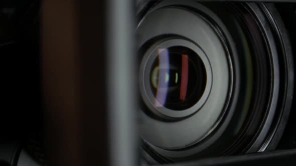 Video Camera Lens, Showing Zoom and Glare, Turns, Close Up