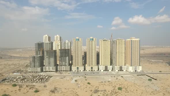 Cityscape of Ajman with Modern Buildings Aerial Top View