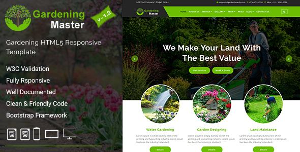 Gardening Master - Gardening and Landscaping HTML5 Responsive Template