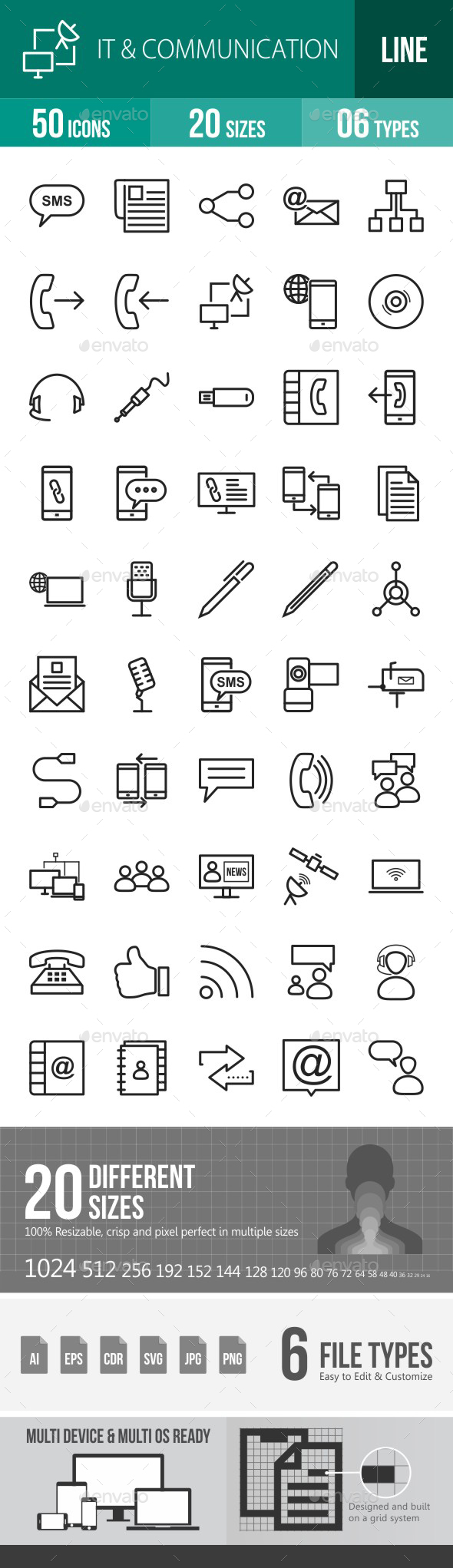 IT & Communication Line Icons