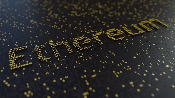 Ethereum Word Made of Moving Golden Numbers alt