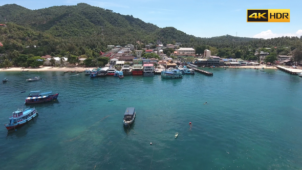 Flying Above Fishing Town