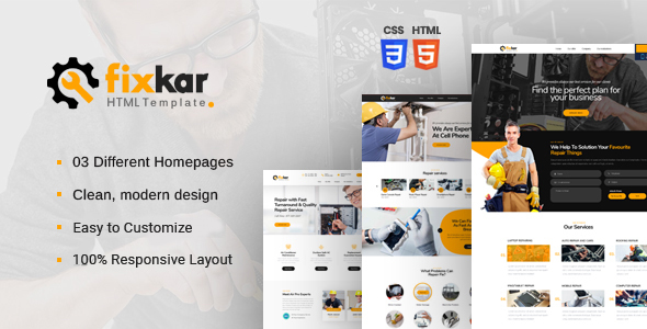 FixKar - HTML Template for Services and Repairing Business