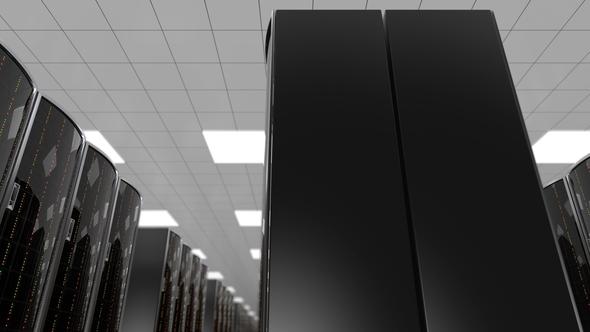 Rows of Server Racks in Cloud Datacenter