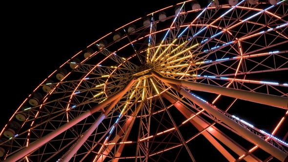 Ferris Wheel at Night in the City Batumi, Georgia