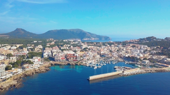Cruise Ship Sailing Across The Mediterranean Sea - Aerial Footage