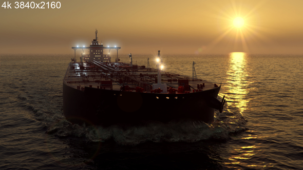 Oil Tanker on Sunset 4k alt
