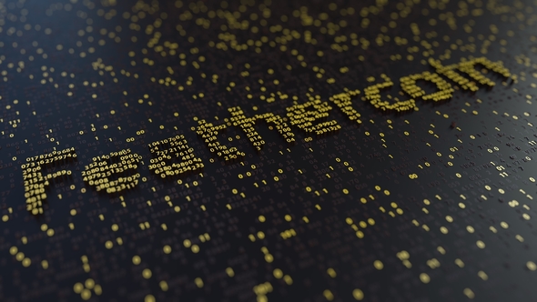 Feathercoin Word Made of Moving Golden Numbers alt