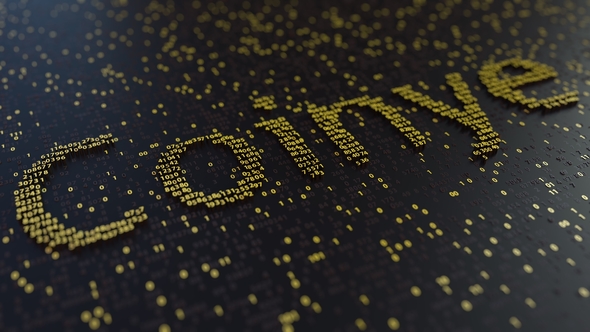 Coinye Word Made of Moving Golden Numbers alt