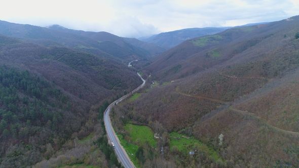 Valley Road With  Aerial Drone