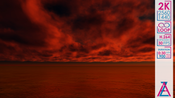 Infernal Red Cumulus Clouds Above the Ocean alt