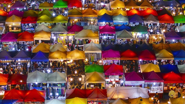 High View of Night Market Ratchada in Bangkok