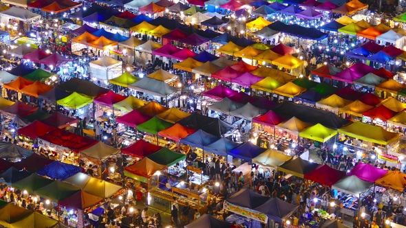 High View of Night Market Ratchada in Bangkok