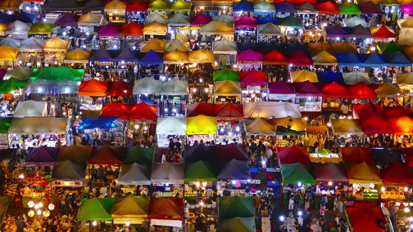 High View of Night Market Ratchada in Bangkok