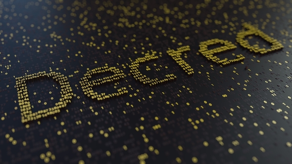 Decred Word Made of Moving Golden Numbers alt
