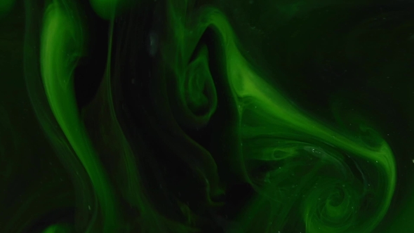 Abstract Background. Green Emerald Paint Mixing in Black Water