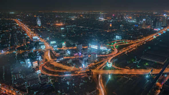 Bangkok, Thailand Timelapse  Bangkok's city traffic at night