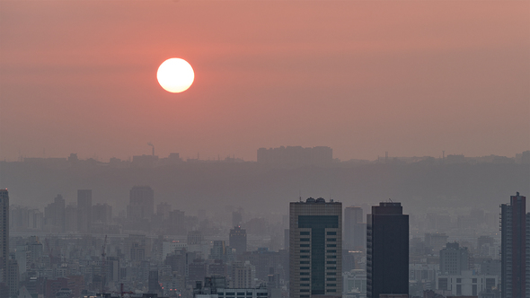 Taipei, Taiwan, Timelapse  - Taipei close up Sunset