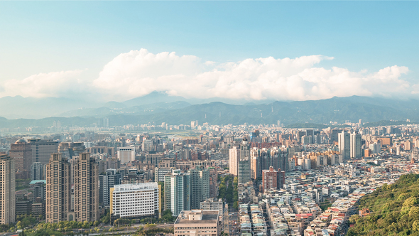 Taipei, Taiwan, Timelapse  - Downtown's Taipei Before the Sunset