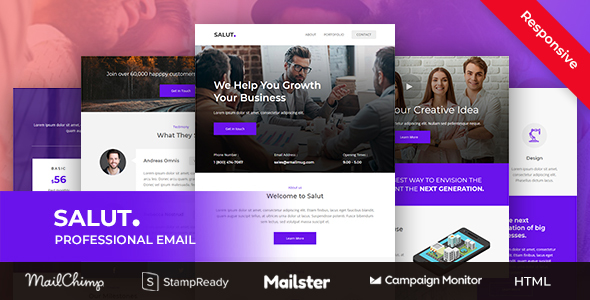 Salut - Professional Agency Email Newsletter Template With Stampready Builder + Mailchimp + Mailster